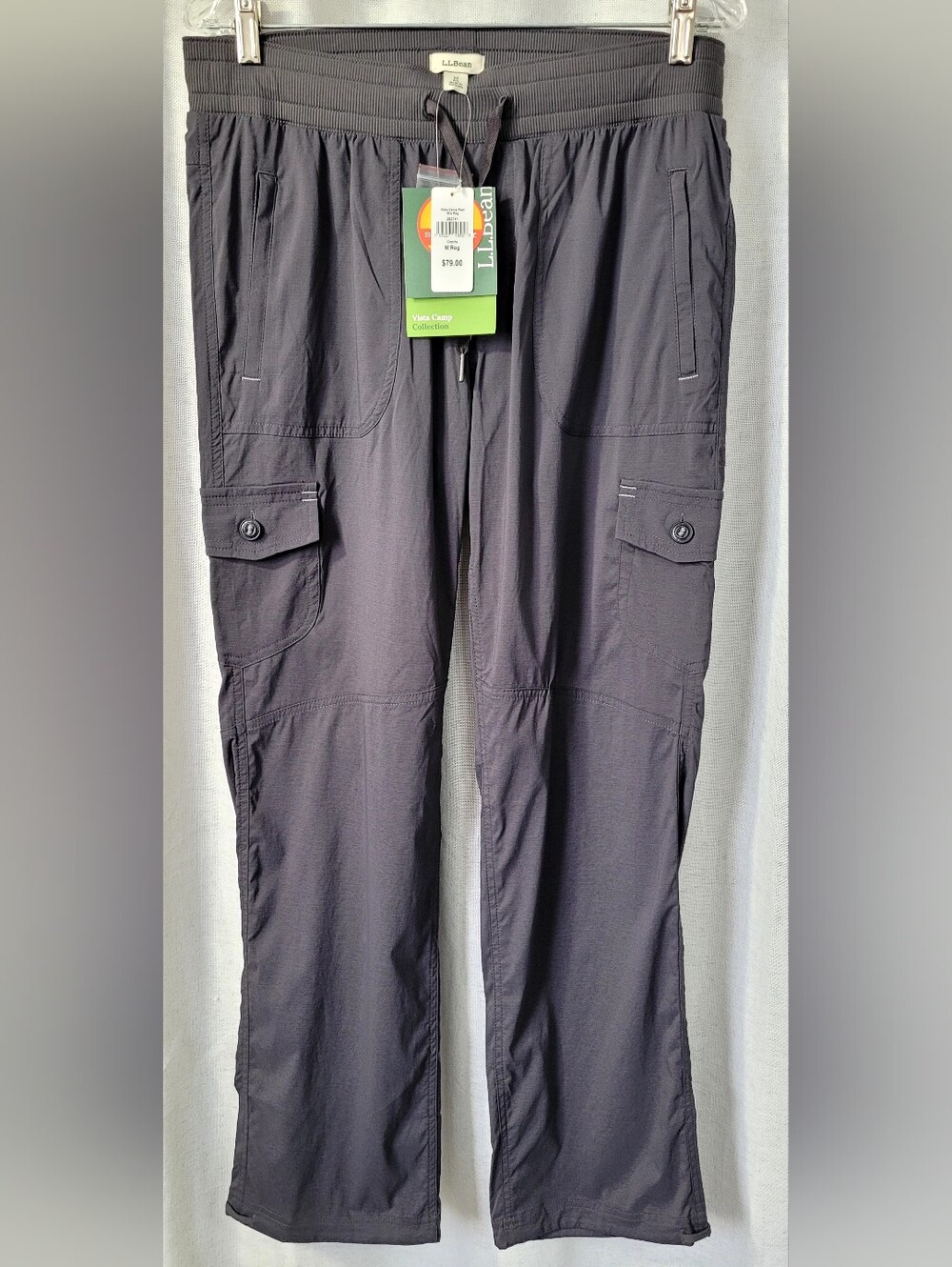 NWT L.L. Bean Women's Vista Camp Pants Medium M Reg Cargo Charcoal Grey Straight